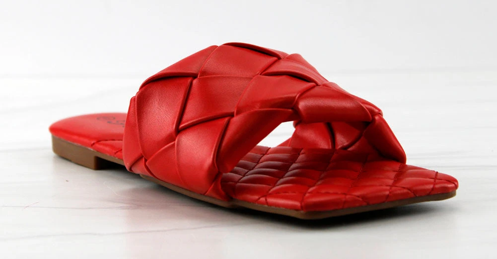 Forever Padded 18 Womens Woven Band Padded Squared Toe Slip On Sandals 3 Forever Padded 18 Womens Woven Band Padded Squared Toe Slip On Sandals