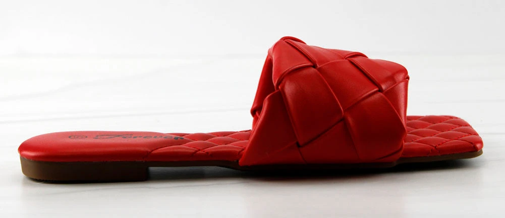 Forever Padded 18 Womens Woven Band Padded Squared Toe Slip On Sandals 4 Forever Padded 18 Womens Woven Band Padded Squared Toe Slip On Sandals - Image 2