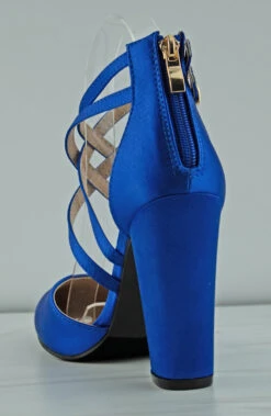 Forever Party 15 Women's Closed Toe Strappy Block Dress Heels 7 Forever Party 15 Women's Closed Toe Strappy Block Dress Heels -Bamboo Store Party15Blue 3