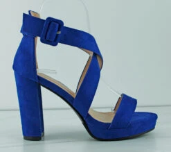 Forever Plamer 19 Women's Cross Band Dress Heel Sandals -Bamboo Store Plamer19Blue 2