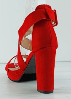 Forever Plamer 19 Women's Cross Band Dress Heel Sandals -Bamboo Store Plamer19Red 3