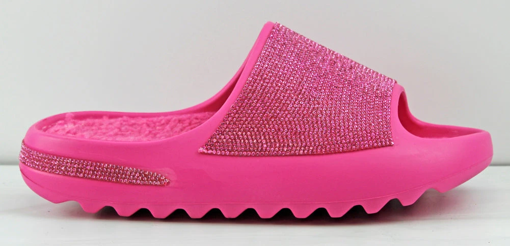 PlayoffD Women's Rhinestone Horizontal Grooved Outsole Slides 4 PlayoffD Women's Rhinestone Horizontal Grooved Outsole Slides - Image 2