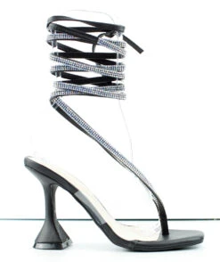 Bamboo Pleasure 13 Womens Rhinestone Wrap Up Pyramid Heel Sandals -Bamboo Store Pleasure13 1