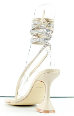 Bamboo Pleasure 13 Womens Rhinestone Wrap Up Pyramid Heel Sandals -Bamboo Store Pleasure13 6