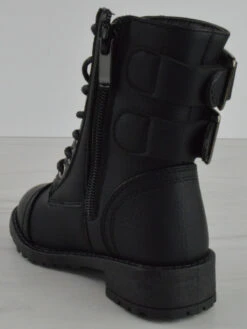 Poet 1A Baby Girl's Buckle Accent Lace Up Combat Boots -Bamboo Store Poet1ABlack 2