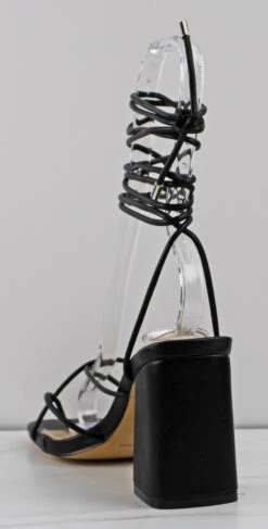 Posh Women's Thin Strap Wrap Up Dress Heeled Sandals -Bamboo Store PoshBlack 3