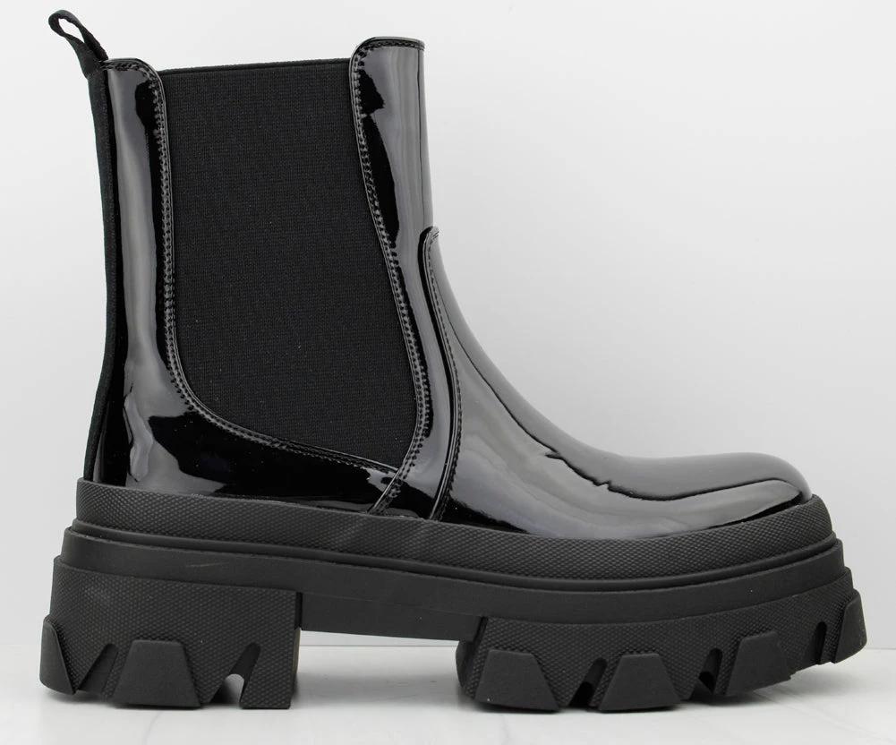 Bamboo Production 09 Women's Lug Sole Platform Patent Ankle Boots 4 Bamboo Production 09 Women's Lug Sole Platform Patent Ankle Boots - Image 2