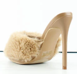 Pryer Womens Faux Fur Stiletto Heel Mule Sandals 13 Pryer Womens Faux Fur Stiletto Heel Mule Sandals -Bamboo Store Pryer 3