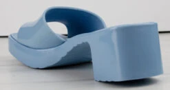 Rhea Women's Patent Slip On Chunky Low Heeled Sandals 7 Rhea Women's Patent Slip On Chunky Low Heeled Sandals -Bamboo Store RHEA