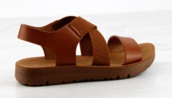 Reform 53K Little Girls Criss Cross Elastic Strap Flat Sandals -Bamboo Store Reform53KTan 2