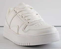 Rexx 01K Little Girl's Lace Up Low Top Casual Sneakers -Bamboo Store Rexx01kwhite2