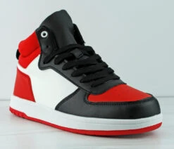 Forever Rexx 12 Women's Lace Up Casual High Top Sneakers -Bamboo Store Rexx12BlackRed