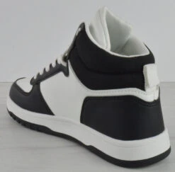 Forever Rexx 12 Women's Lace Up Casual High Top Sneakers -Bamboo Store Rexx12BlackWhite 2