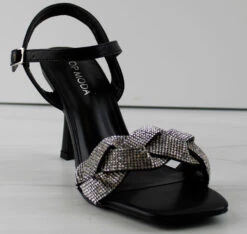 Roadie 8 Women's Braided Mid Heel Rhinestone Stiletto Sandals