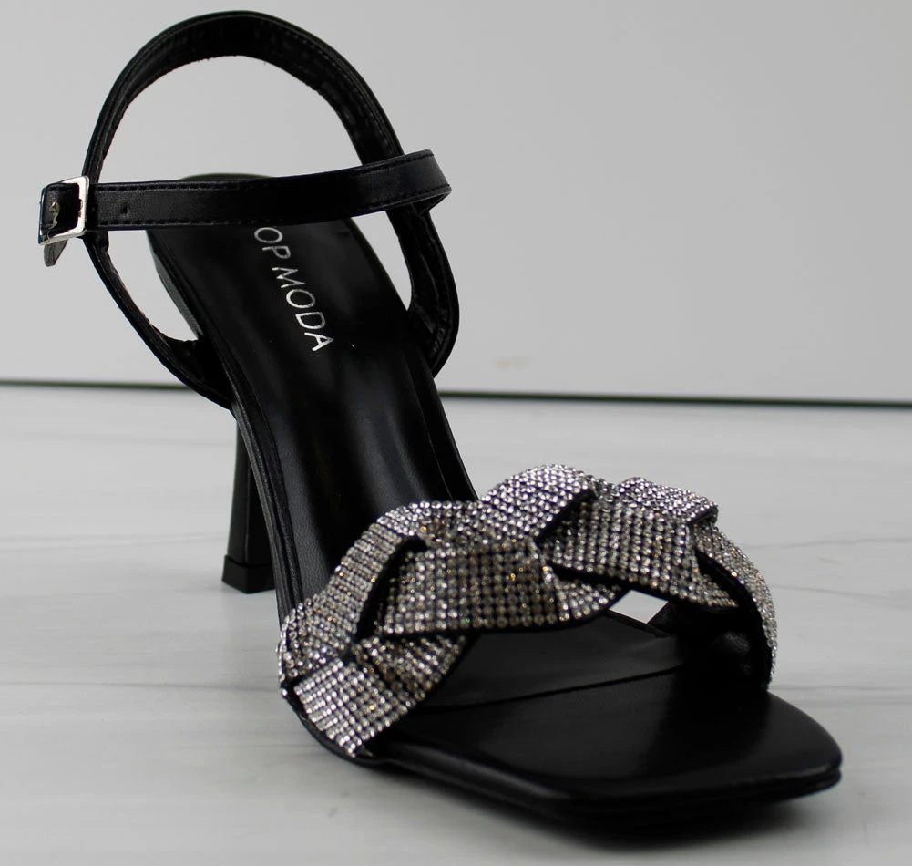 Roadie 8 Women's Braided Mid Heel Rhinestone Stiletto Sandals 3 Roadie 8 Women's Braided Mid Heel Rhinestone Stiletto Sandals