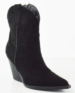 Rodeo Women's Suede Western Fashion Cowboy Booties -Bamboo Store RodeoBlack 3