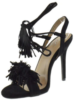 Forever Rubina 57 Women's Fringe Open Toe High Heel Sandals 24 Forever Rubina 57 Women's Fringe Open Toe High Heel Sandals -Bamboo Store Rubina57Black 3