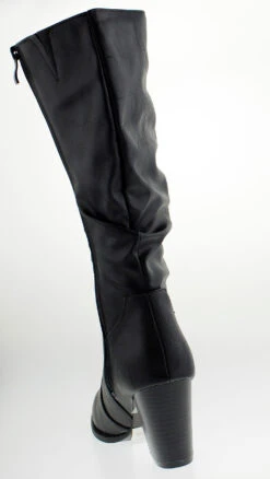 Forever Safety 53 Mid Calf Slouched Chunky Heeled Boot -Bamboo Store Safety53blk 3