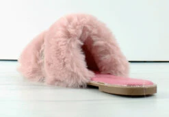 Sarah 008 Womens Flat Slip On Faux Fur Sandals -Bamboo Store Sarah008 1