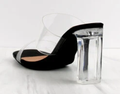 SELMA 1 Womens Clear StrapClear Block Heel Sandals -Bamboo Store Selma 1 1