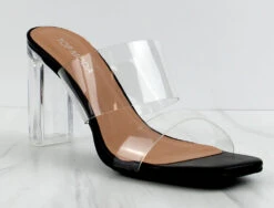 SELMA 1 Womens Clear StrapClear Block Heel Sandals -Bamboo Store Selma 1 5