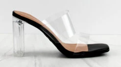 SELMA 1 Womens Clear StrapClear Block Heel Sandals -Bamboo Store Selma 1 6