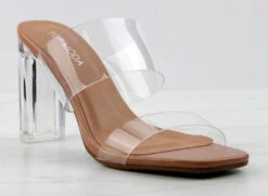 SELMA 1 Womens Clear StrapClear Block Heel Sandals