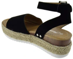 Forever Sensational 1 Womens StrappyEspadrille Wedges -Bamboo Store Sensational1Black 3