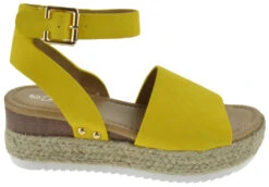 Forever Sensational 1 Womens StrappyEspadrille Wedges -Bamboo Store Sensational1Mustard 2