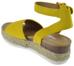 Forever Sensational 1 Womens StrappyEspadrille Wedges -Bamboo Store Sensational1Mustard 3