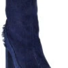 Forever Sherry 16 Women's Frayed Peep Toe Chunky Heeled Booties -Bamboo Store Sherry16Darkblue 1