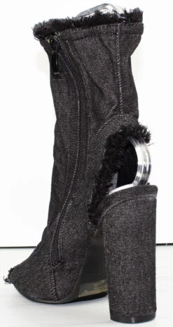 Forever Sherry 16 Women's Frayed Peep Toe Chunky Heeled Booties -Bamboo Store Sherry16 3