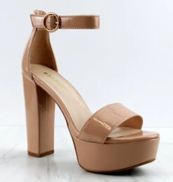 Bamboo Shocking-31 Womens Single Band Block Heel Sandals