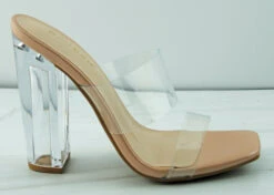 Bamboo Slash 02 Womens Clear Double Band Dress Heels -Bamboo Store SlashNude 2