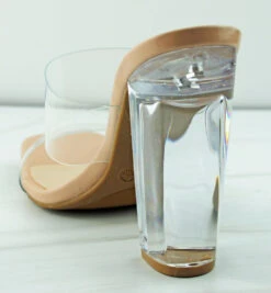 Bamboo Slash 02 Womens Clear Double Band Dress Heels -Bamboo Store SlashNude 3