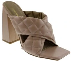 Sponge Womens Quilted Square Toe Chunky Heel Sandals -Bamboo Store SpongeNude 3