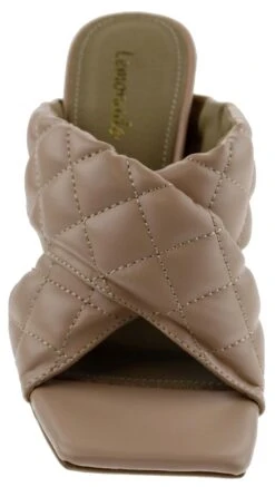 Sponge Womens Quilted Square Toe Chunky Heel Sandals -Bamboo Store SpongeNude 4