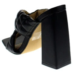 Sponge Womens Quilted Square Toe Chunky Heel Sandals -Bamboo Store Spongeblack 1