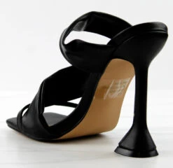 Stacie Womens Scrunch Strap Square Toe Slip On Pyramid Heels -Bamboo Store StacieBlack 3