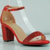 Forever Sunshine 37 Women's Rhinestone Low Block Heel Dress Sandals -Bamboo Store Sunshine37Red
