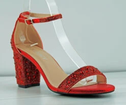 Forever Sunshine 37 Women's Rhinestone Low Block Heel Dress Sandals