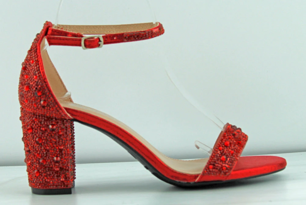 Forever Sunshine 37 Women's Rhinestone Low Block Heel Dress Sandals 4 Forever Sunshine 37 Women's Rhinestone Low Block Heel Dress Sandals - Image 2