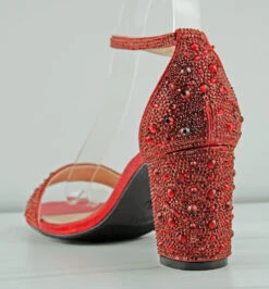 Forever Sunshine 37 Women's Rhinestone Low Block Heel Dress Sandals 7 Forever Sunshine 37 Women's Rhinestone Low Block Heel Dress Sandals -Bamboo Store Sunshine37Red 3