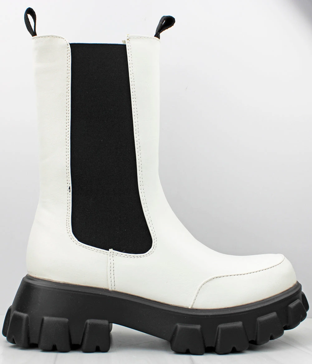 Bamboo Tetris 09 Women's Lug Sole Platform Mid Calf Combat Boots 4 Bamboo Tetris 09 Women's Lug Sole Platform Mid Calf Combat Boots - Image 2