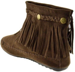 Western 19 Womens Ankle Fringe Moccasin Ankle Boots 31 Western 19 Womens Ankle Fringe Moccasin Ankle Boots -Bamboo Store Tg01Brown 3