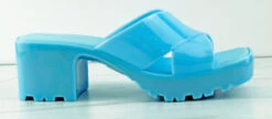 Tiana 3 Women's Patent Slip On Chunky Low Heeled Sandals 24 Tiana 3 Women's Patent Slip On Chunky Low Heeled Sandals -Bamboo Store Tiana3Blue 2