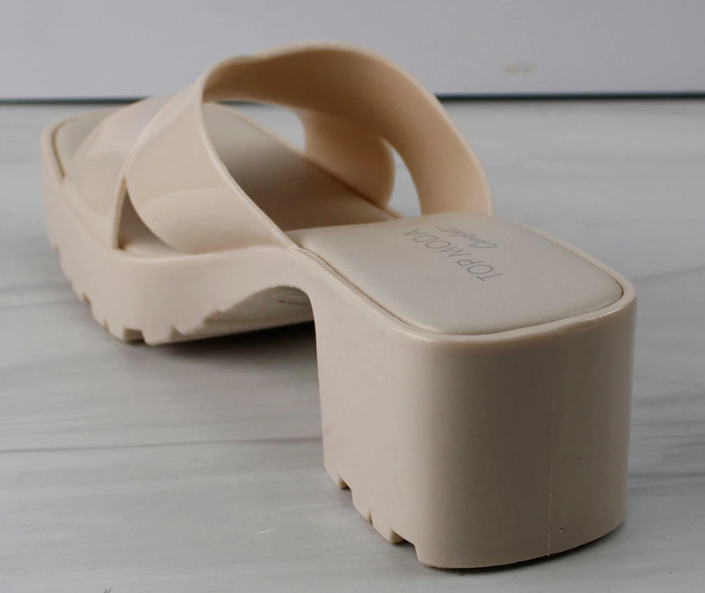 Tiana 3 Women's Patent Slip On Chunky Low Heeled Sandals 5 Tiana 3 Women's Patent Slip On Chunky Low Heeled Sandals - Image 3