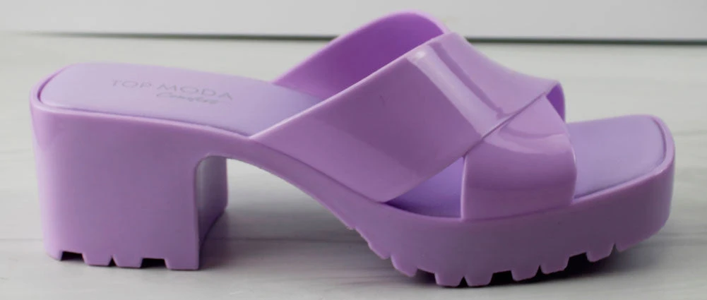 Tiana 3 Women's Patent Slip On Chunky Low Heeled Sandals 10 Tiana 3 Women's Patent Slip On Chunky Low Heeled Sandals - Image 8