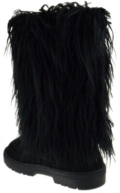 Tibet 01 Women's Knee High Fur Boots -Bamboo Store TibetBlack 3