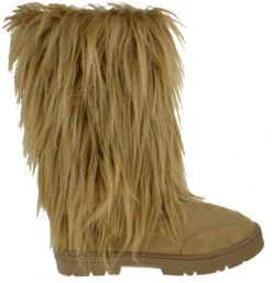 Tibet 01 Women's Knee High Fur Boots -Bamboo Store TibetCamel 2